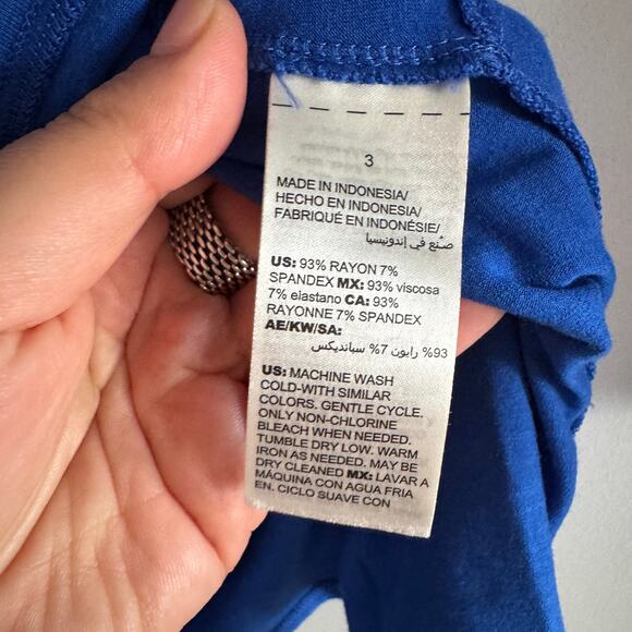 Zenergy by Chico's Top Blue Round Neck Asymmetrical 3/4 Sleeve Women's Sz 3/XL - Picture 4 of 4